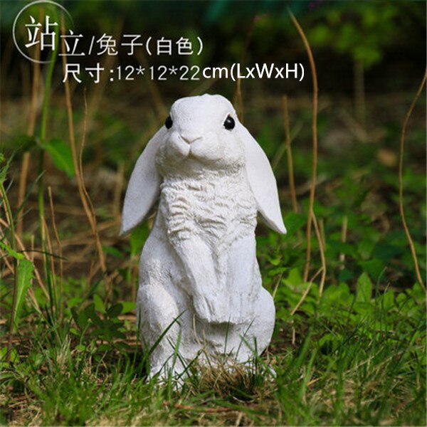 Large Resin Bunny Rabbit Figurines Garden Ornament Outdoor Art Yard Garden Animal Figurines Rabbits Decoration: 014