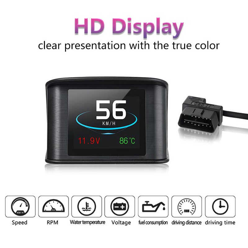 OBDII Display Car Speed Projector Digital Speedometer Display Head Up Display Fuel Consumption Temperature Gauge Diagnostic