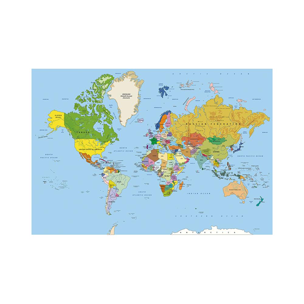 Proyección de Mercator para Cultura y Educación, mapa del mundo Regular no tejido de 150x225cm