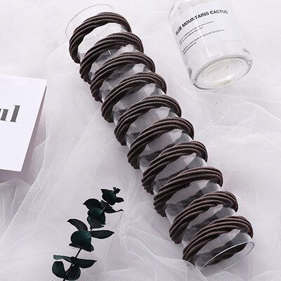 Et sæt  of 10 stk koreansk simpelt sømløst hår slips kvinders lille friske bundet hestehale reb hovedbeklædning mori pige elastik: B8-10 stk