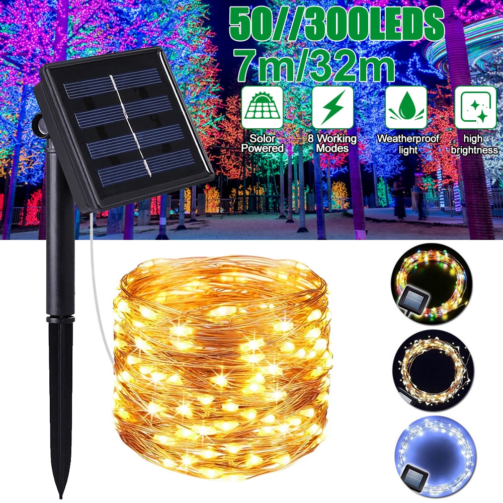 Solar lampa led utomhus 7m/32m led fairy lights julgirlanger solar garden party vattentäta lampor led string lights
