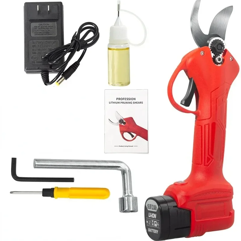 16.8V Draadloze Elektrische Snoeischaar Batterij Punner Tuin Schaar Bonsai Boom Snoeien Takken Cutter Tuingereedschap: Oranje/zwart