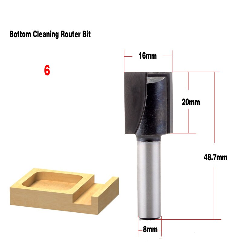 Chwjw jeu de mèches droites/Dado pour le nettoyage du bois, tige de 8mm de diamètre 5,6,8,10,12,16,18mm, 1 pièce: 6NO(30)