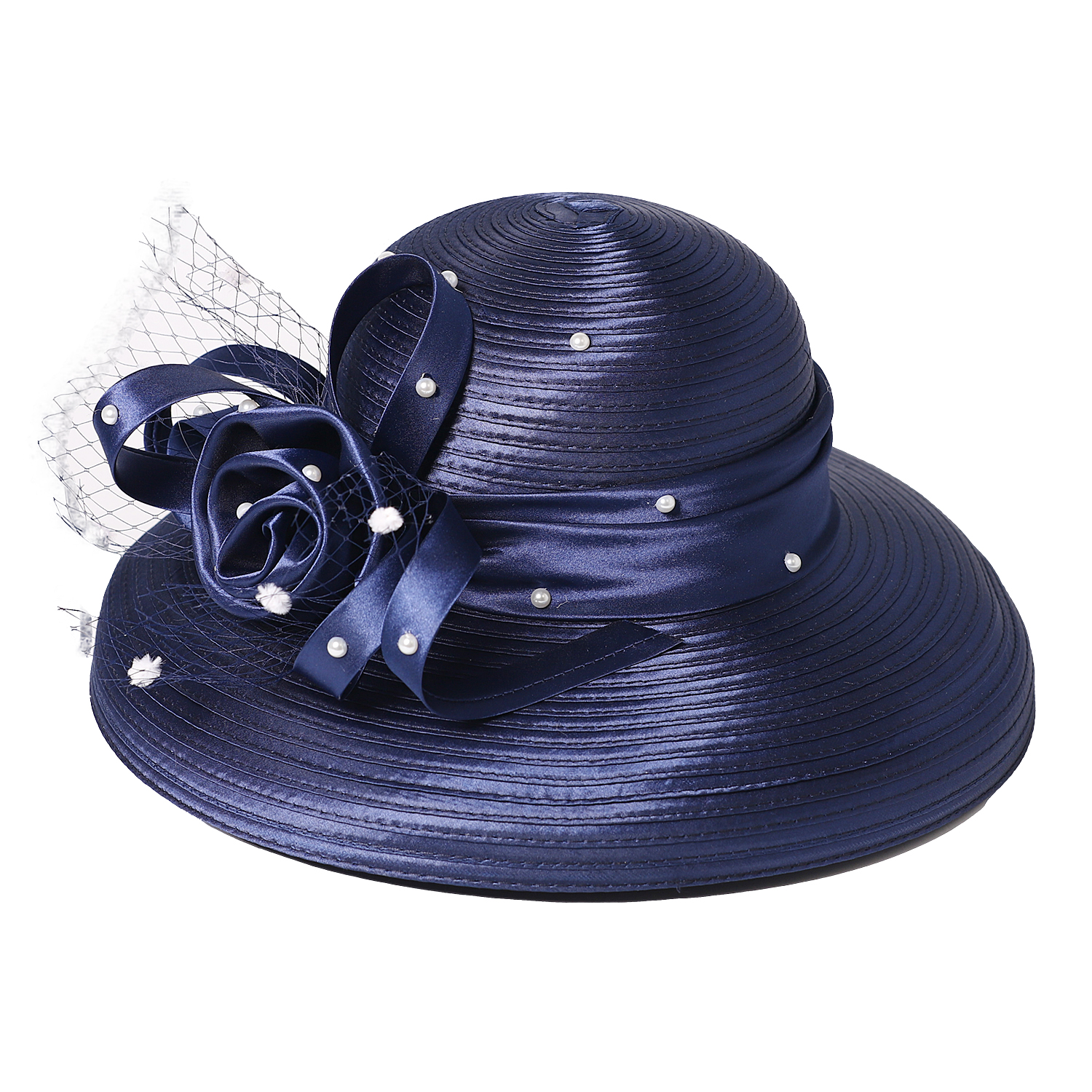 Fs kentucky derby-hattar med brett brätte, marinblå slöja, blommig kyrkhatt för kvinnor, sommartebjudningshatt, fascinatorkeps, feminin hatt