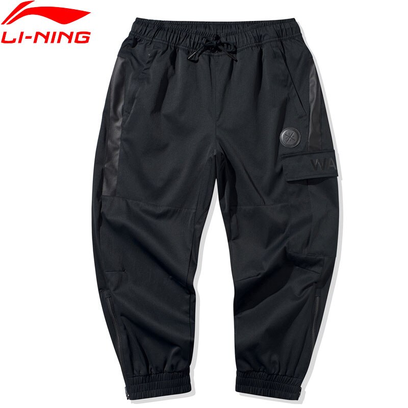 Li-ning-Pantalones informales para hombre, pantalones deportivos con bolsillos de poliéster, con forro de cordón, para Li Ning, serie 9/10, akq029