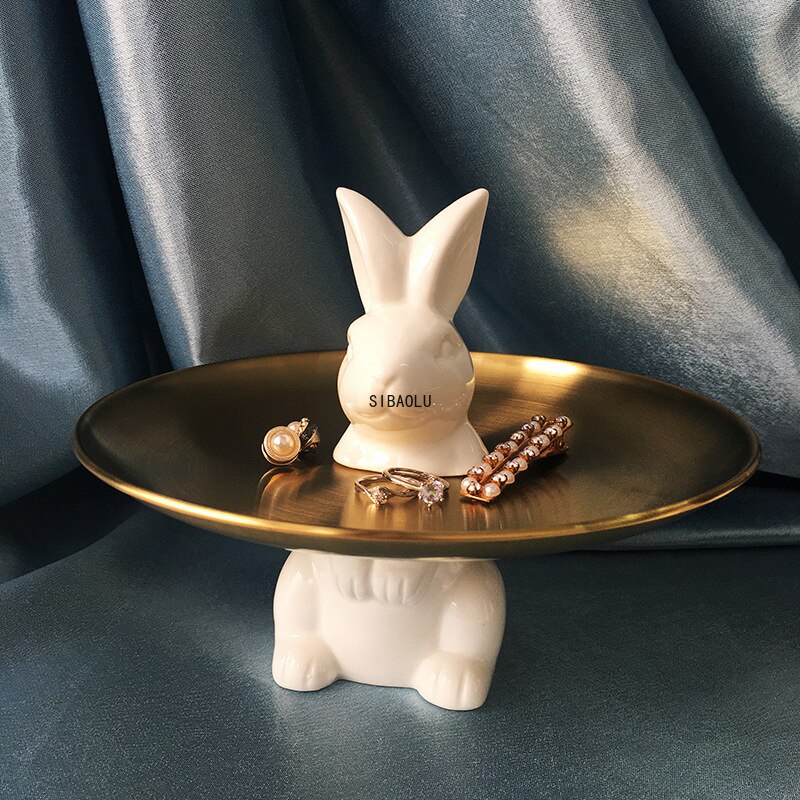 Ceramic rabbit Plate Chinaware Ceramic bunny dish dinner plates cake stand tableware porcelain tray Rabbit plate Easter