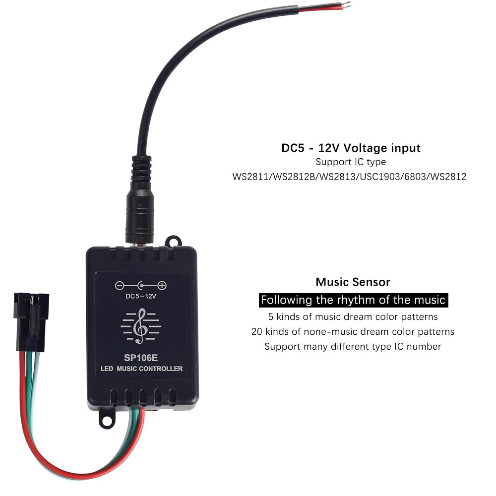 DC5-12V LED Music Controller 9Keys remote control for WS2811 WS2812B SK6812 6803 Digital Magic LED Pixels Strip Light SP106E