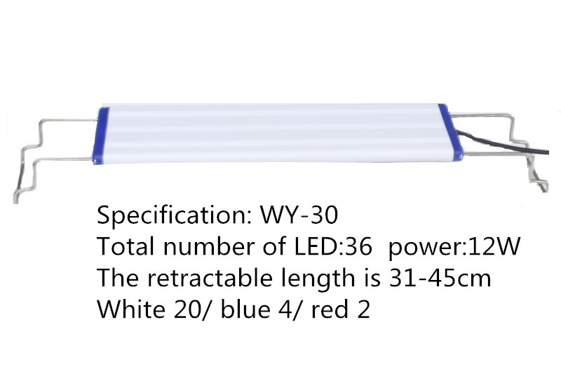 Aquarium LED Lighting 21-60cm Fish Tank Light Lamp With Extendable Brackets White And Blue LEDs Fits for Aquarium: WY-30
