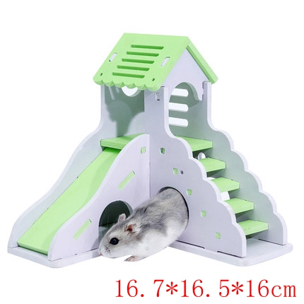 Casa de madera rosa para hámster, casa sólida lavable para ratas, jaula para conejillos de indias, accesorios para mascotas ZG0012: green-ZG0010