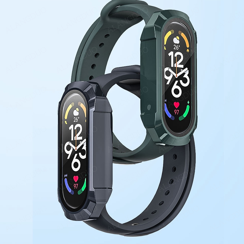 Funda de PC + Protector de pantalla de vidrio templado para Xiaomi Mi Band 8, 7, 6, 5, 4, mi band 8, parachoques protector, accesorios de cubierta antiarañazos