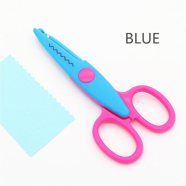 Decorative Wave laciness Edge Scissors DIY for Scrapbook Handmade Kids Artwork Card Safe: Blue