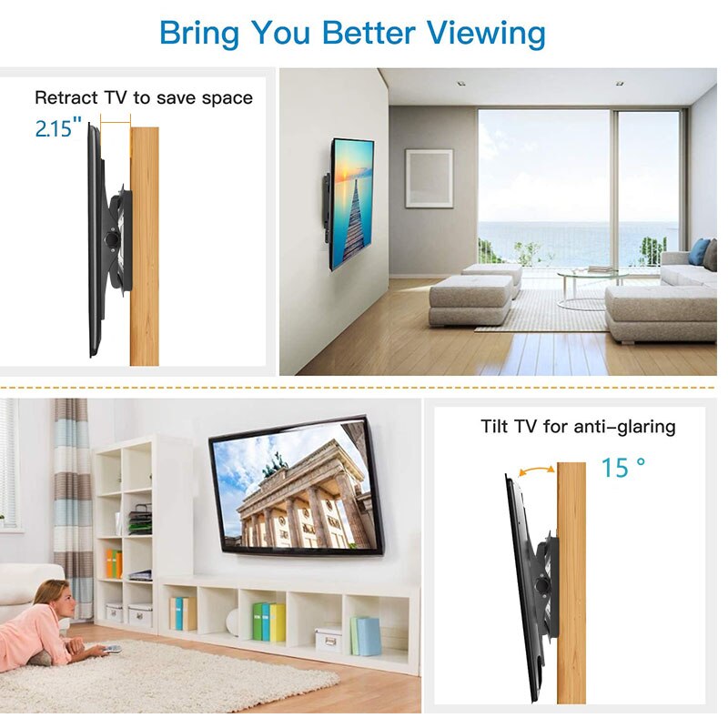 TV Mount for 26-55 Inch TVs, Universal Tilt TV Wall Mount Bracket Fits 26&quot;, 32&quot;, 55&quot; Loading 110 Lbs Low Profile Wall Mounts