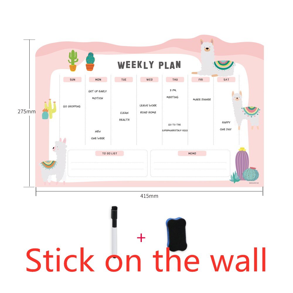 Cute Bear Magnetic Message Whiteboard Office Remind Memo Pad Fridge Magnet To do list Calendar Monthly Daily Planner with Marker: 0403JH122C1A