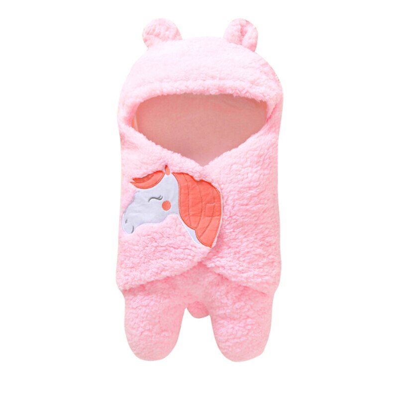 Baby Meisjes Jongens Deken 3 Kleuren Leuke Cartoon Warm Wrap Deken Jumpsuit Een Stuk: Roze