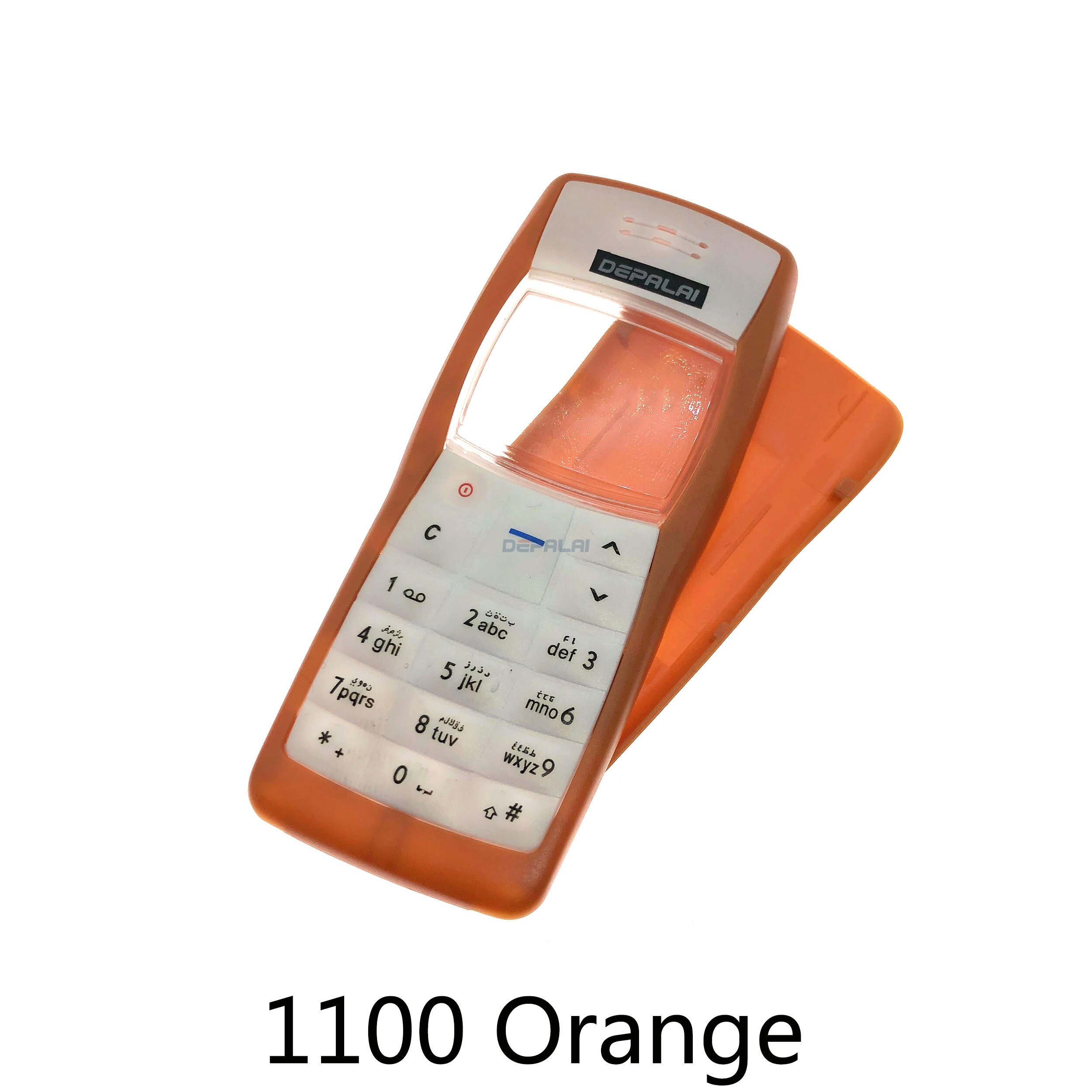 Dla Nokia 3100 1100 obudowa przednia osłona ramy obudowa + tylna pokrywa/pokrywa klapki baterii + klawiatura: 1100 Orange