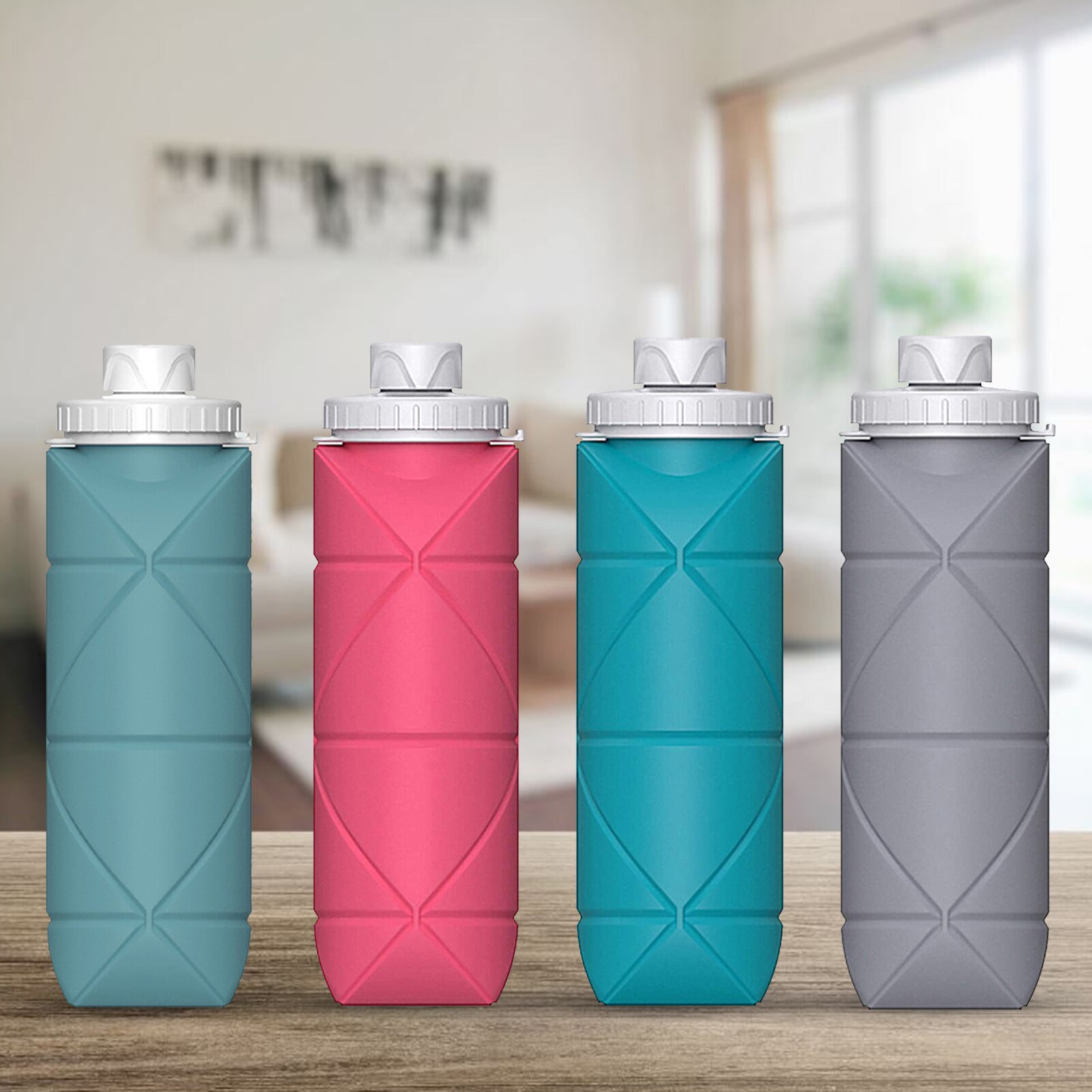 600Ml Mini Draagbare Opvouwbare Siliconen Water Fles Voor Zakenreizen Outdoor Sport Grote Capaciteit Telescopische Cup
