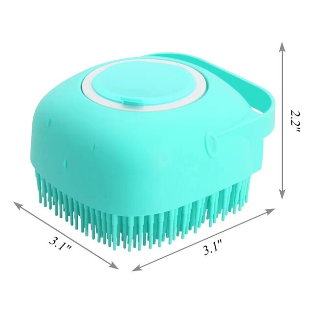 Escova de banho para cães e gatos, 2 em 1, pente de massagem spa para animais de estimação, silicone macio, chuveiro de animais de estimação, aliciamento de cabelo, ferramenta de limpeza de cães, suprimentos para animais de estimação: Verde claro