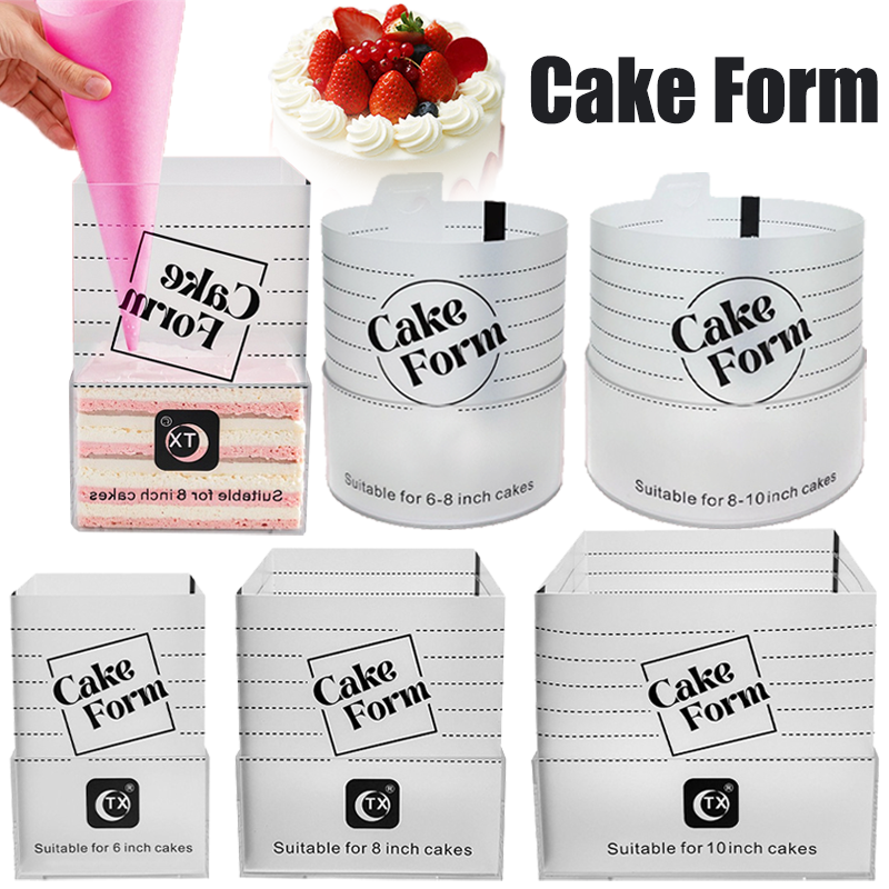 4-10 in vierkante ronde taartringvormen, verstelbare intrekbare fondantvorm, acryl moussevorm, gebakringvorm, taartdecoratiegereedschap