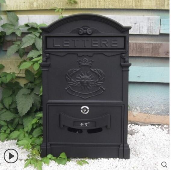 Lockable Secure Mail Letter Post Box Vintage Metal Mail Box Garden Ornament Retro wall-mounted Mailbox CW238: 13