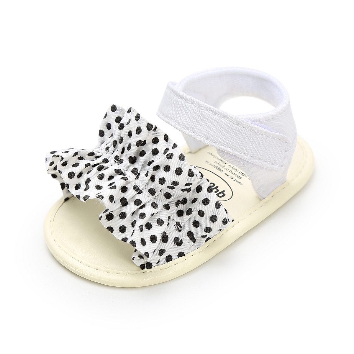 Spädbarn bebis flicka sandaler prinsessa prickiga plattor mjuka halkskyddade bomullssula sommar spjälsäng toddler sandaler  fd02897145: Vit / 7-12 månader