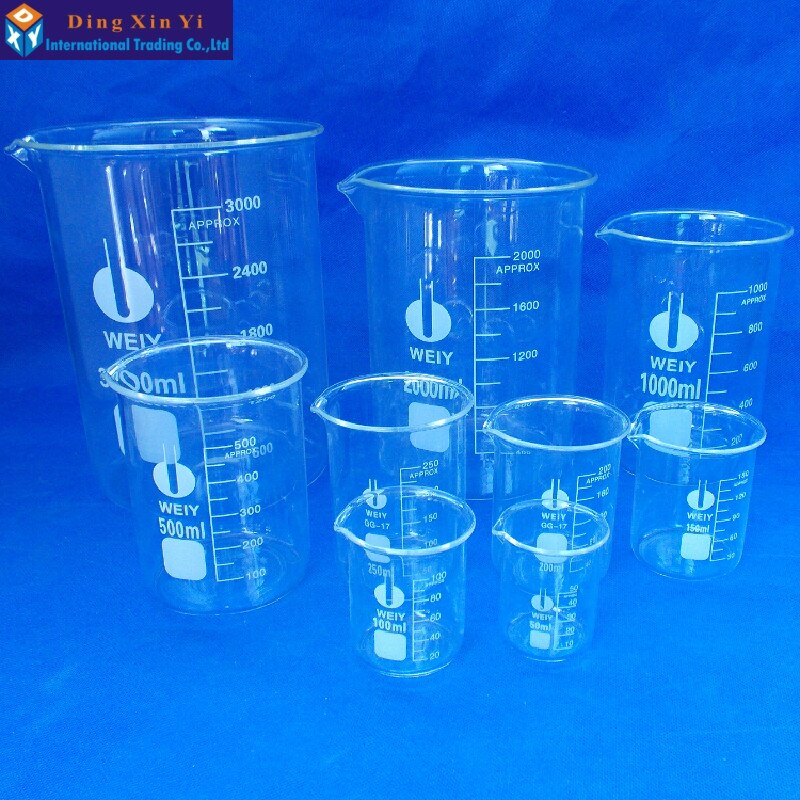 250ml Niedrige Form Becher Chemie Labor Borosilikatglas Transparent Becher Verdickt mit auslauf 1PC