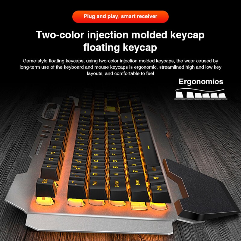 Wireless Rechargeable Keyboard and Mouse RGB Backlit Mouse Mechanical Waterproof Keyboard for Gaming PC Laptop 2400DPI Mice