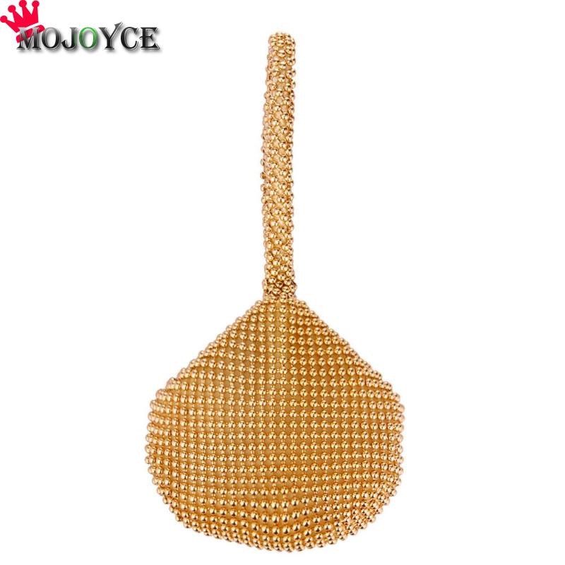 Strass mulheres metal noite saco de embreagem moda senhora feminina diamante super mini bolsa para casamento: Ouro / Dourado