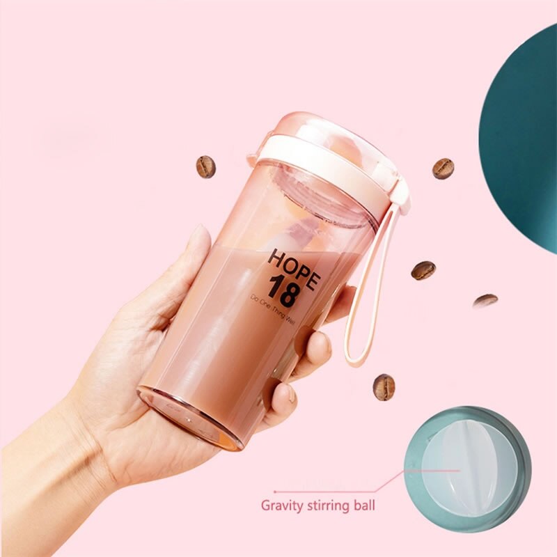 400ml rørende vannflaske plast lekkasjesikker kaffe melk te drikke vannkoker bærbar sport reise protein shaker drinkware