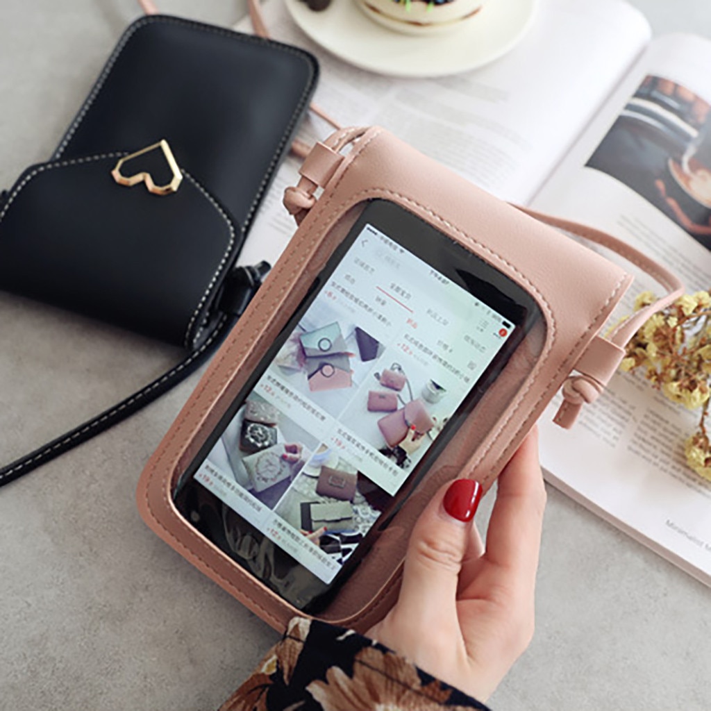 Bolsa de couro pu da moda para celular, bolsa de ombro com capa para celular iphone 11 pro max telefone universal,