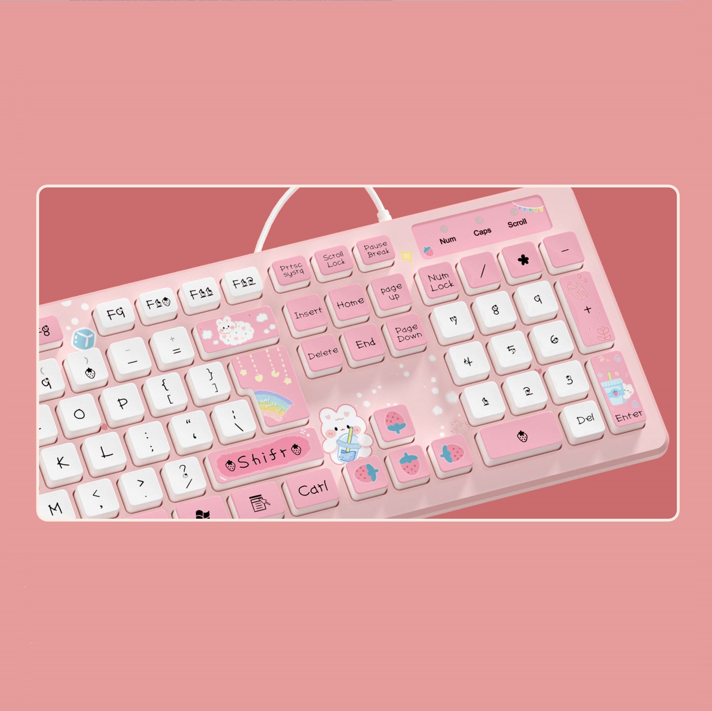 Roze Bedraad Toetsenbord Voor Kantoor Pc Met Mute Klik