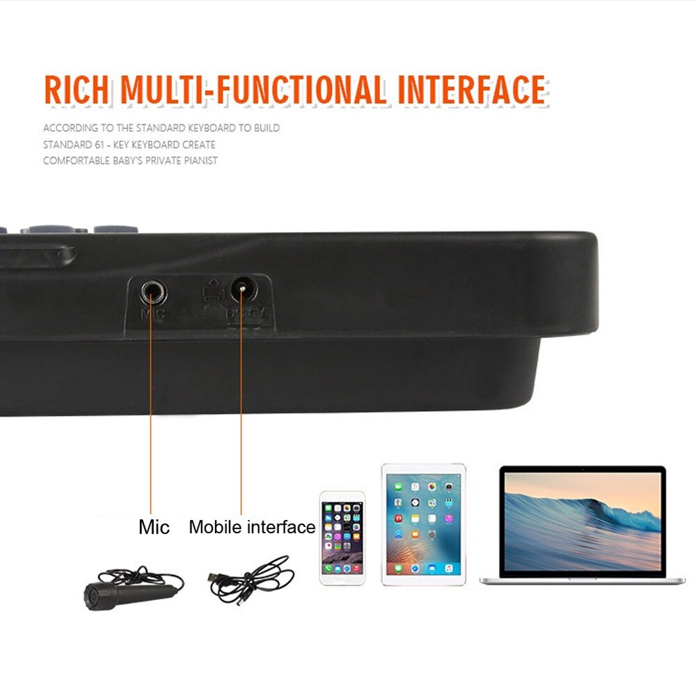 Clavier électronique noir à 61 touches, musique numérique, Piano électrique, pour enfants, Instrument de musique