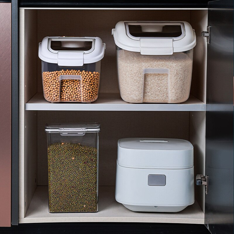 Contenedor grande de cocina de 5-25KG, cubo a prueba de insectos, a prueba de humedad, tarro sellado de grano de arroz, almacenamiento doméstico, caja de tienda de comida para perros y Mascotas