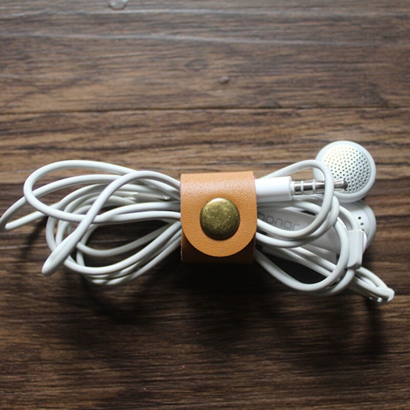 Cute Leather Office Cable Protector and Organizer for Earphones USB Data Cable AUX Line Clip Wire Holder Office Desk Set Supply