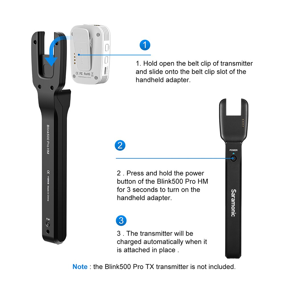 Saramonic Blink500 Pro HM Rechargeable Handheld Mic Transmitter Holder for Blink 500 Pro B1 B2 TX Wireless Lavalier Microphone