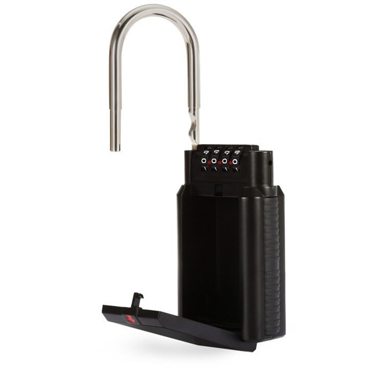 Combination Lock Box Key Storage Lock Box 4-Digit Combination Lock Waterproof Indoor/Outdoor: Black