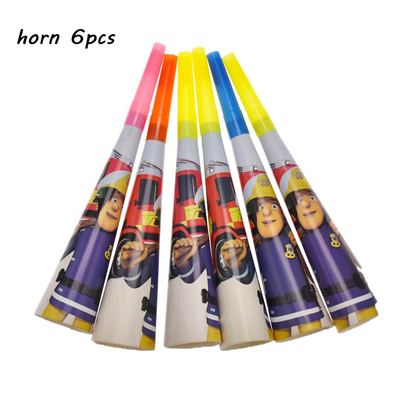 Décorations de table jetable pour cérémonie prénatale et fête prénatale pour adultes et camion de pompier Sam: 6pcs horn