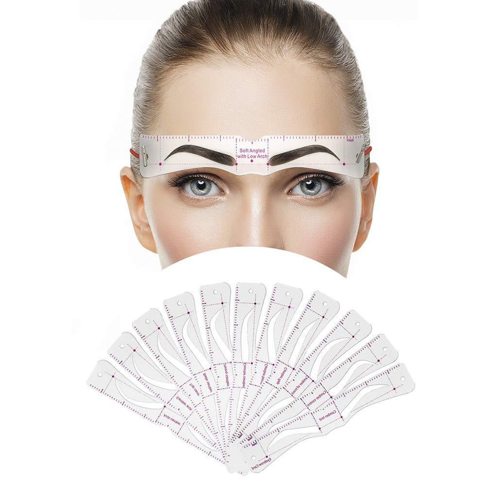 12 unids/set plantillas de cejas reutilizables de cejas de dibujo DIY guía modelado de estilo aseo tarjeta plantilla fácil herramienta de maquillaje