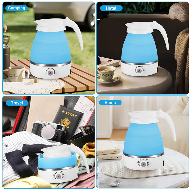 Bollitore elettrico pieghevole da viaggio, bollitore elettrico pieghevole da viaggio portatile Bollitore in silicone per uso alimentare Pieghevole Acqua bollente veloce