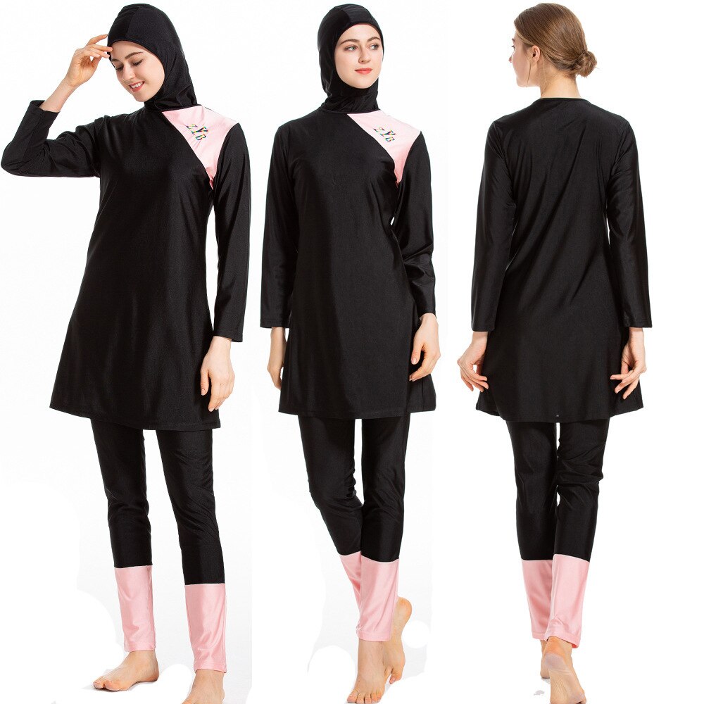 WEPBEL Schwimmen Anzug Frauen Muslimischen Swimwears Hoch Elastische Dünne Badeanzug Sonnenschutz Drei-Stück Badeanzug Top + Hosen + hijab