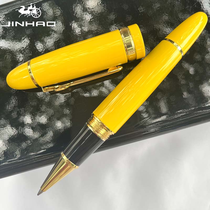 Jinhao 159 Rollerball Pen met grote cilinder en gouden clip Glad schrijven voor relatiegeschenk (zwarte inkt): Goud