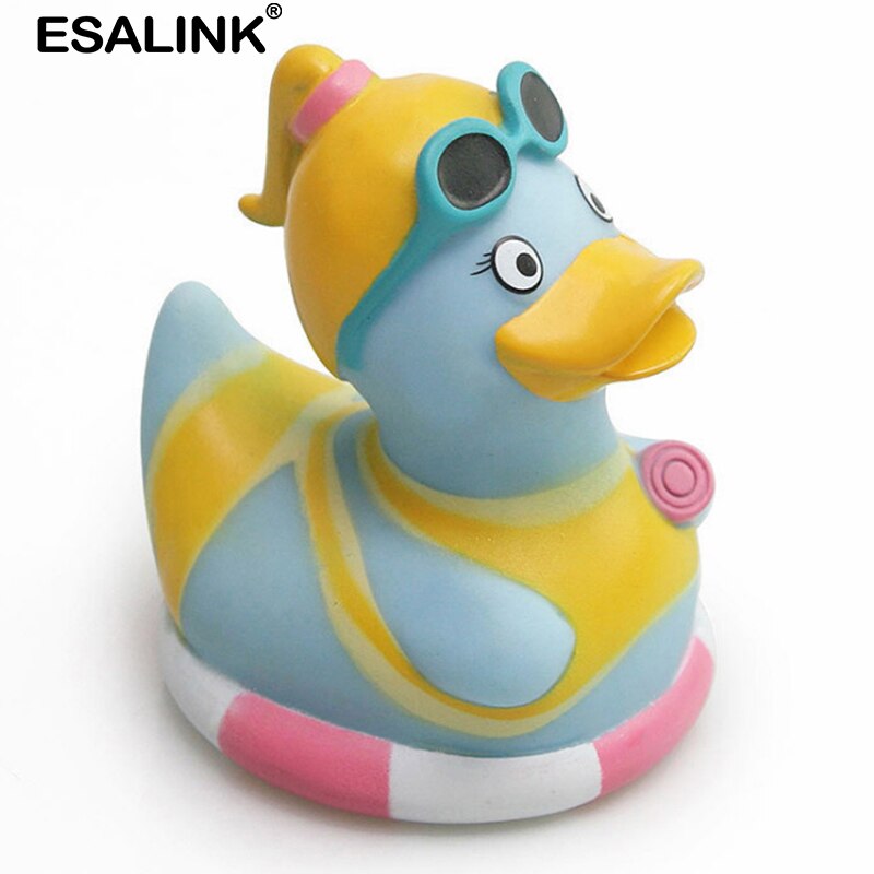 ESALINK Rubber Duck Style Girl With Pearl Earrings Baby Bath Toys Duck Children Toy Duck Baby Toys Bath Toys For Kids