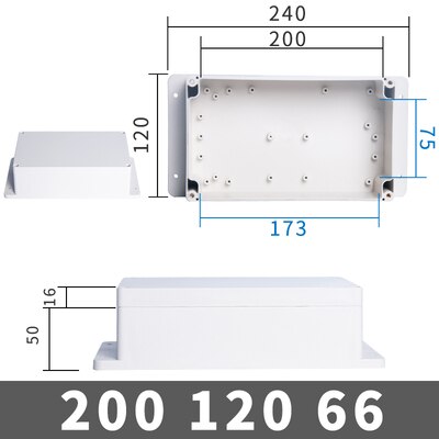 IP68 Waterproof Enclosure Plastic Box Electronic Project Outdoor Instrument Electrical Project Box Junction Housing with ears: 200-120-60