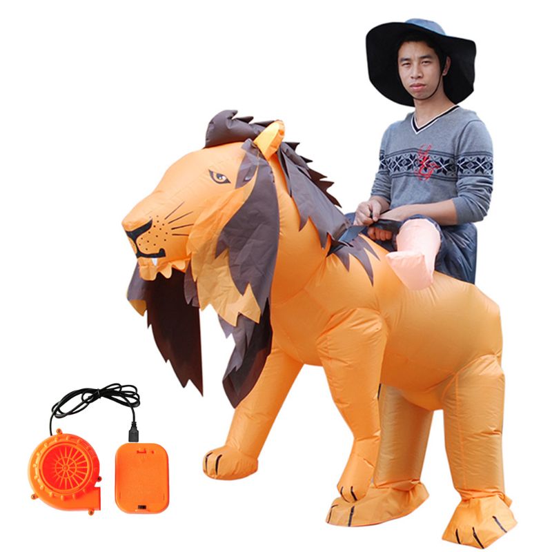 Opblaasbaar tijger leeuw kostuum verkleedkostuum halloween thema feest speelgoed volwassenen optreden rekwisiet: 2