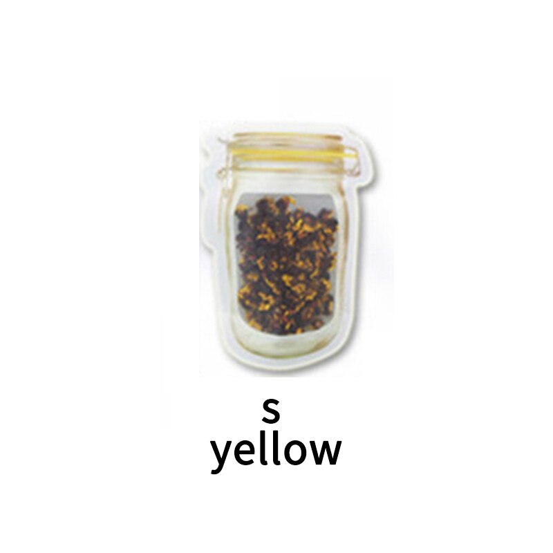 Zelfdichtende Kleine Zip Lock Voedsel Verpakking Zakken Mason Fles Home Storage Organisatie 5Pcs Vacuüm Verse Pvc Voedsel opbergtas: yellow S