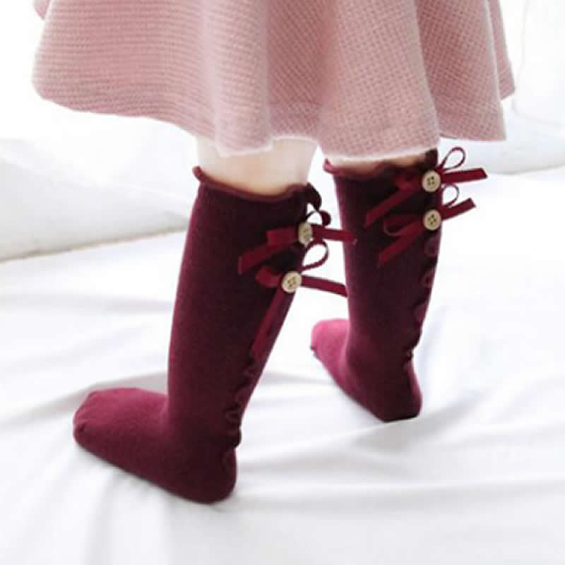 baby girl bow wood ear style baby leg warmers knee high toddler leg warm cotton long tube baby girls lace girl leg warms infant