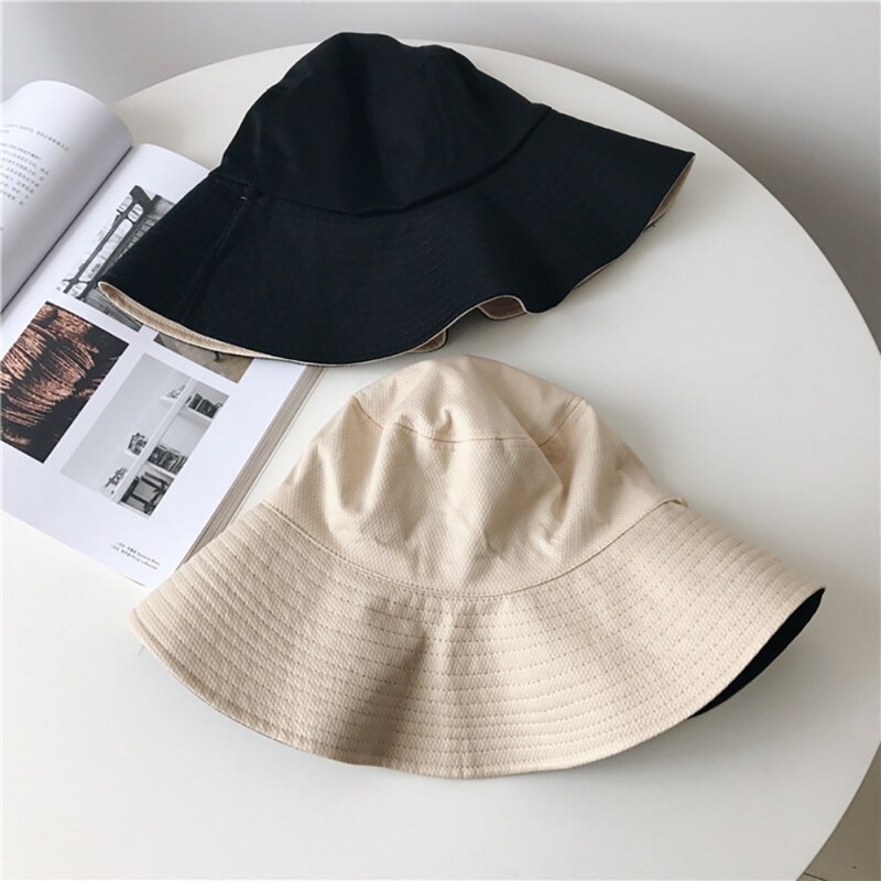 Casquettes de pêche sauvage rétro gros avant-toit Double face portant un chapeau de pêcheur couleur unie en plein air couleur Pure