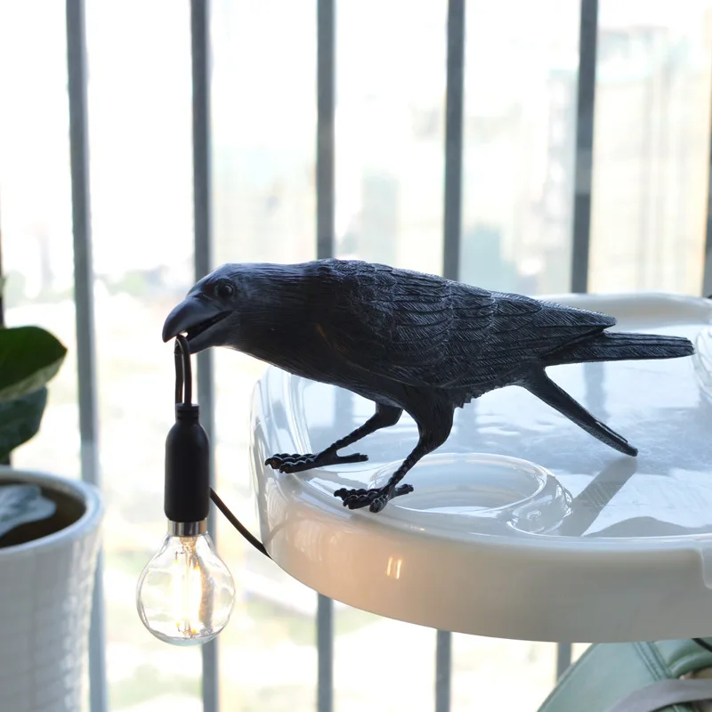 Nordic Lucky Bird Table Lamp Bedroom Bedside Living Room Table Lights Resin Animal Lively Home Decor Lighting Fixture