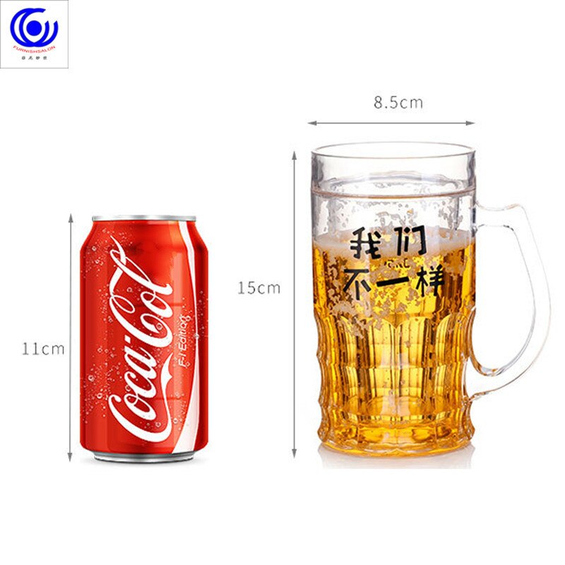 funny Summer Cold Beer Mug Spoofing Water Ice Cup Mezzanine Double Layer Refrigeration Coffee Tea Milk cafe Novelty