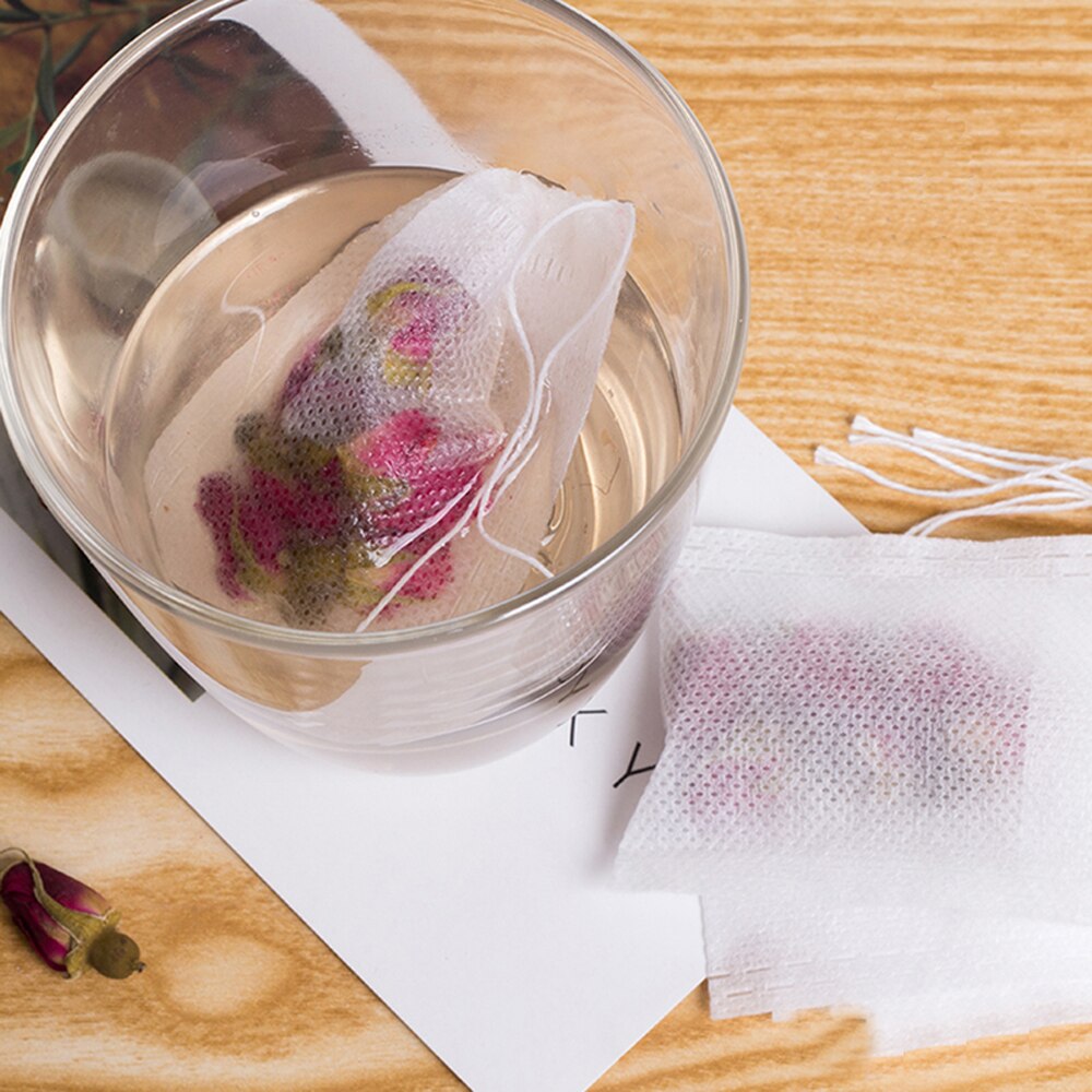 Bolsitas vacías para té perfumado de 10X15 CM con tira de sellado de papel para hierbas té suelto Bolsas de te 100 unids/lote