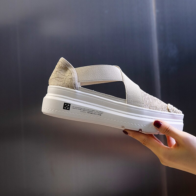 Junsrm kvinde sandaler blonder damesko elastik damesko fritidssko cement sandal kvindefodtøj femme sko sneakers